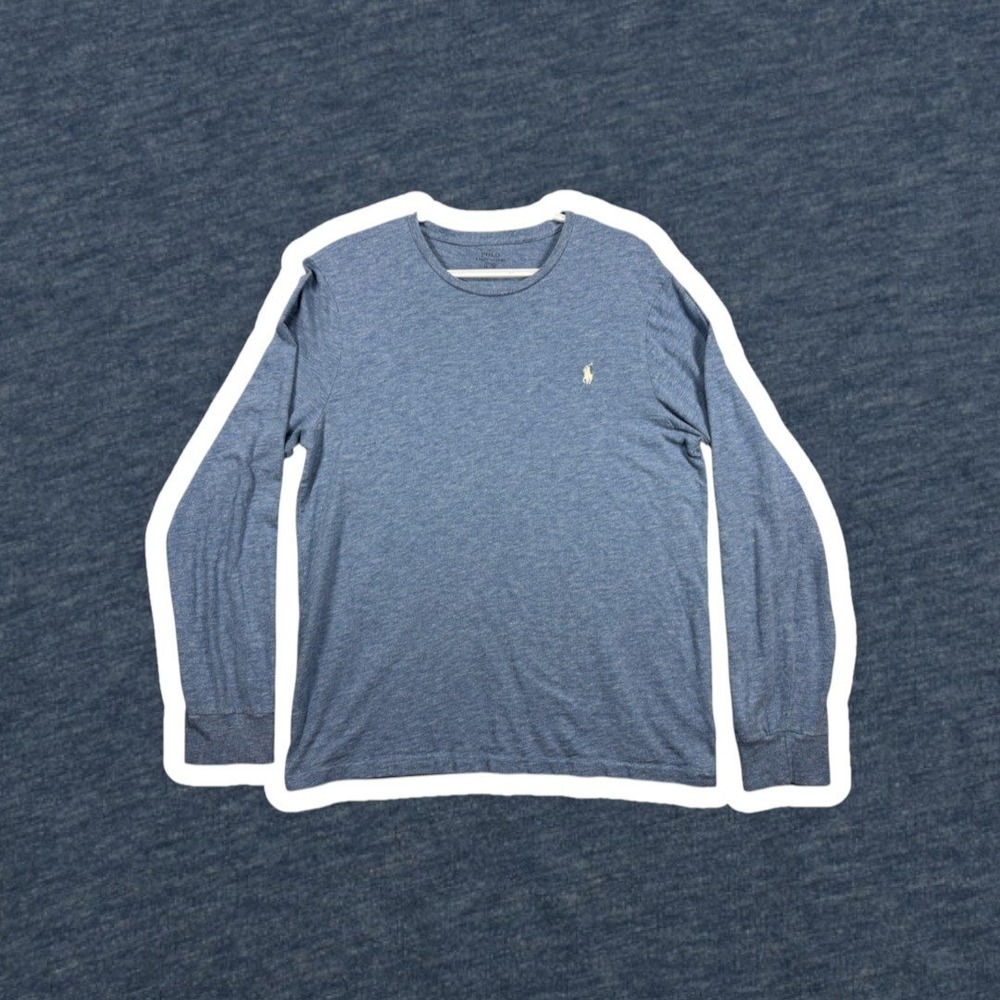 Polo Ralph Lauren Long Sleeve Shirt Mens L Blue Heather Custom Fit Pony Crewneck